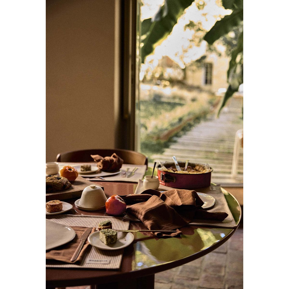 Set de table en coton, RAYURES beige argile, GABRIELLE PARIS