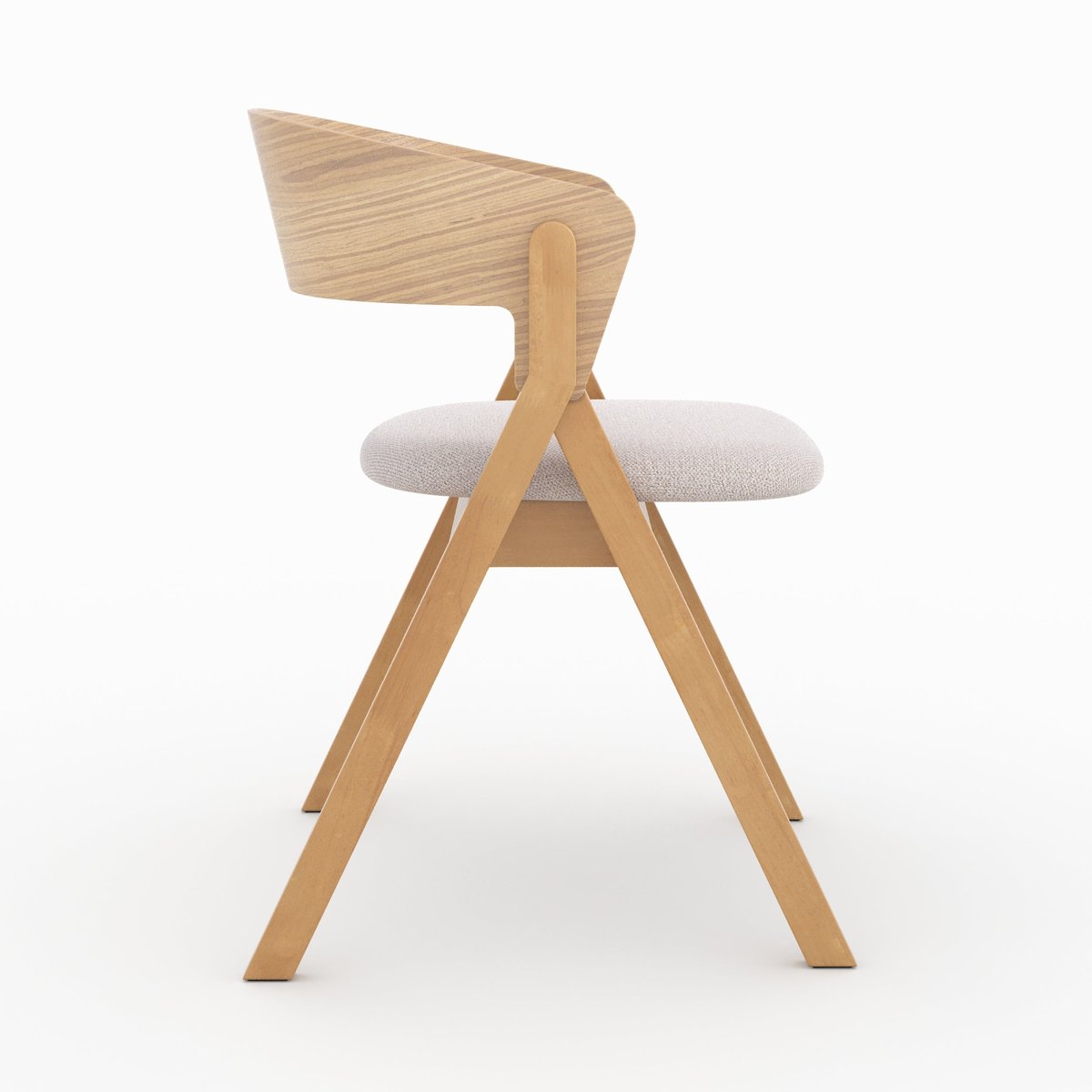 Chaise en bois d'hévéa et tissu - HÉLOÏSE beige, MAISON PAVANE