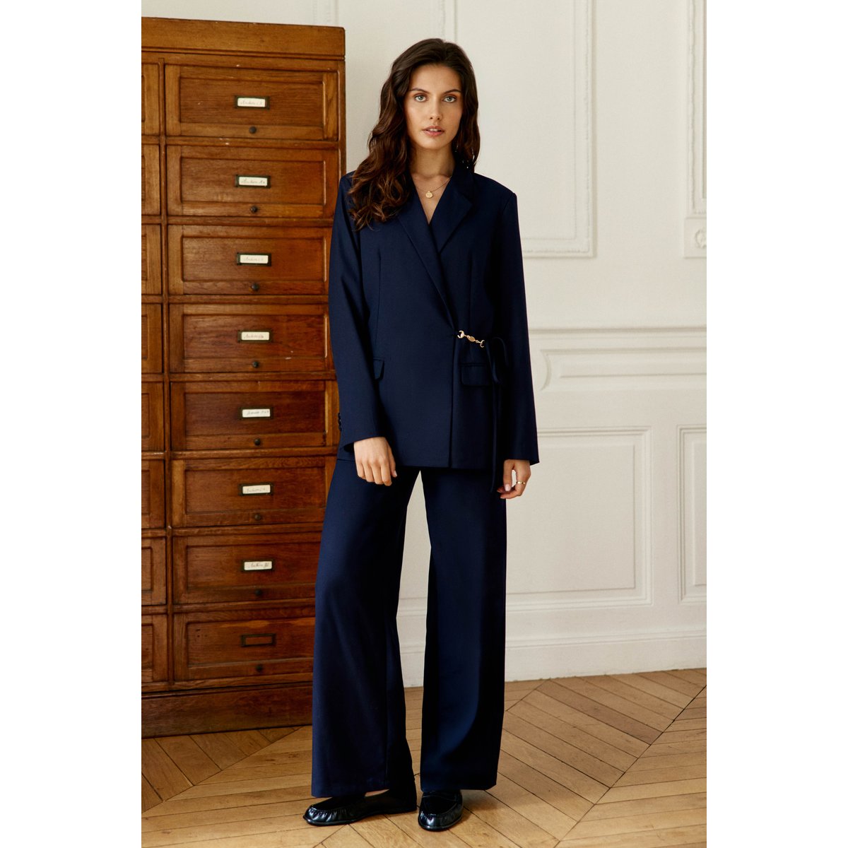Veste col tailleur uni VIAMA 25-marine, LA PETITE ETOILE