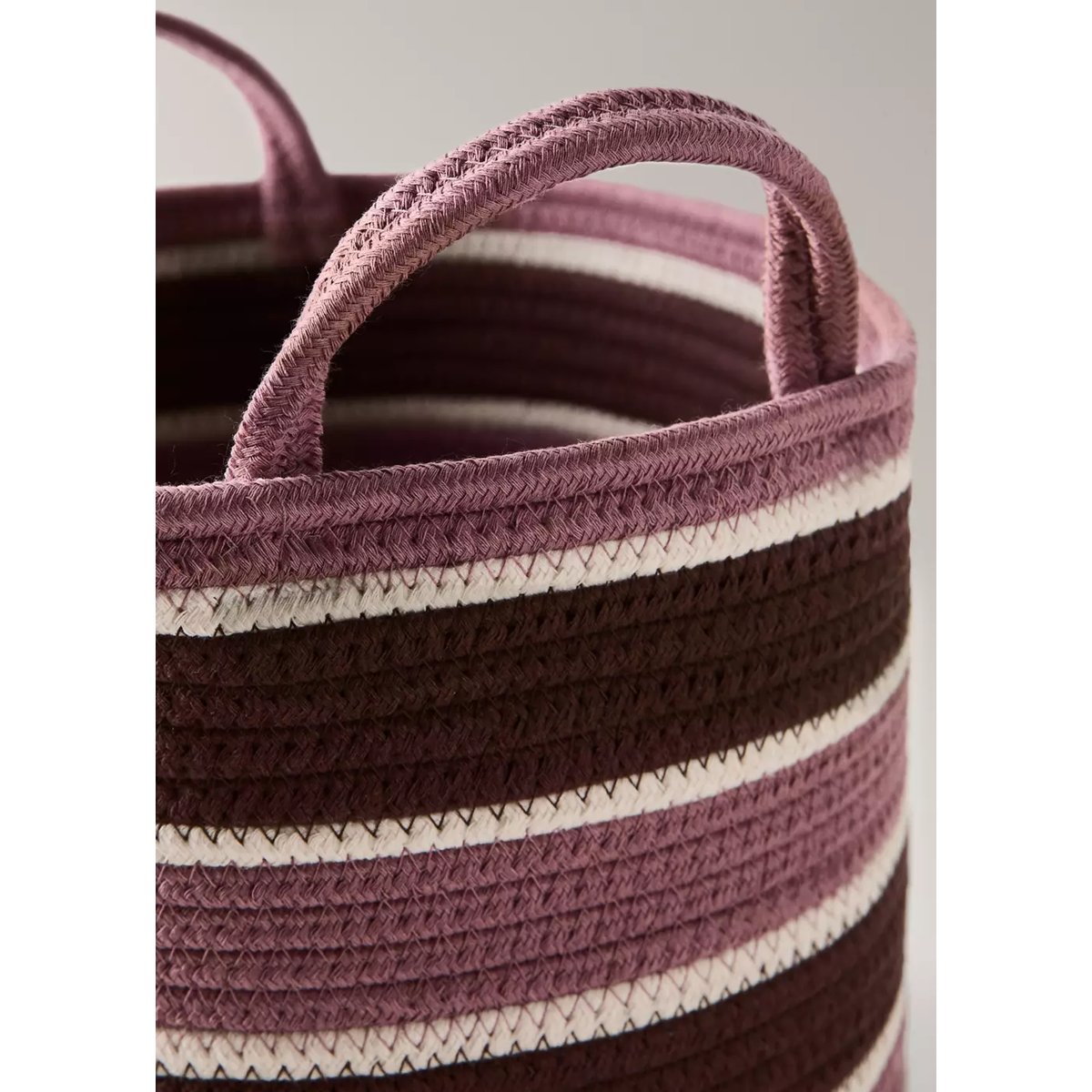 Panier en coton poignées rayées rose pastel, MANGO HOME