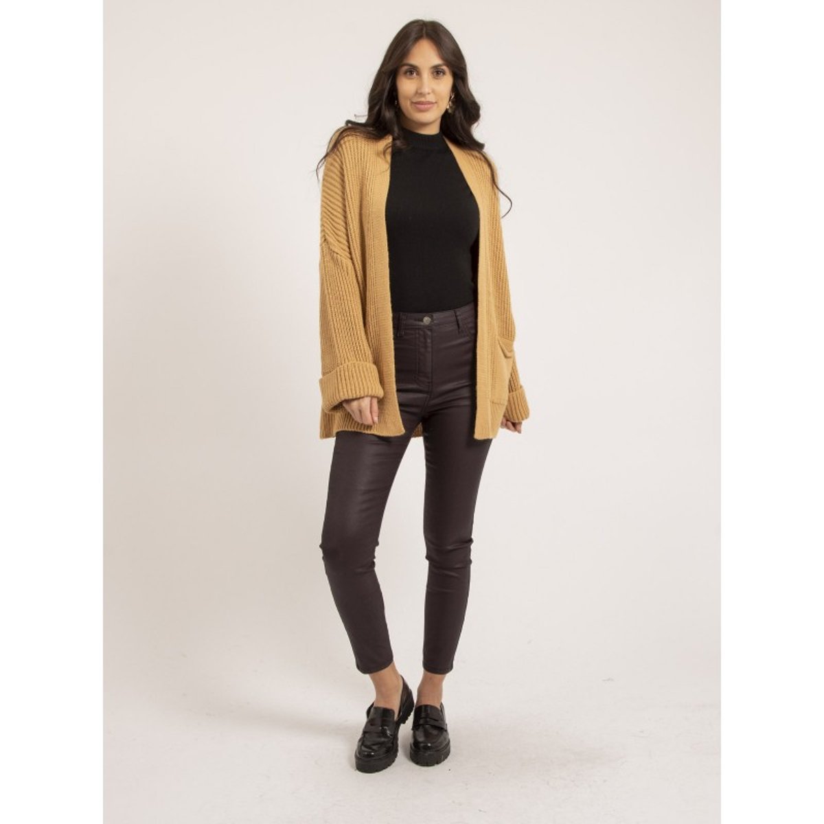 Gilet Mi-long Ouvert Kirsten beige, DONA LISA