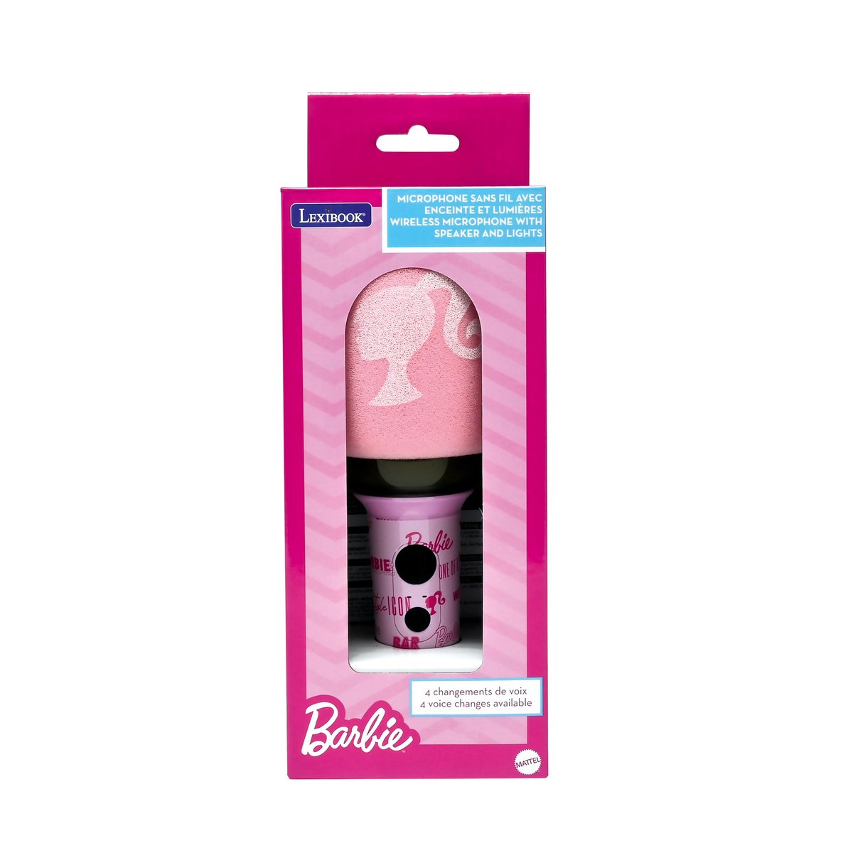 Karaoke Microphone Bluetooth/Sans fil Barbie avec effets sonores et lumineux rose, LEXIBOOK