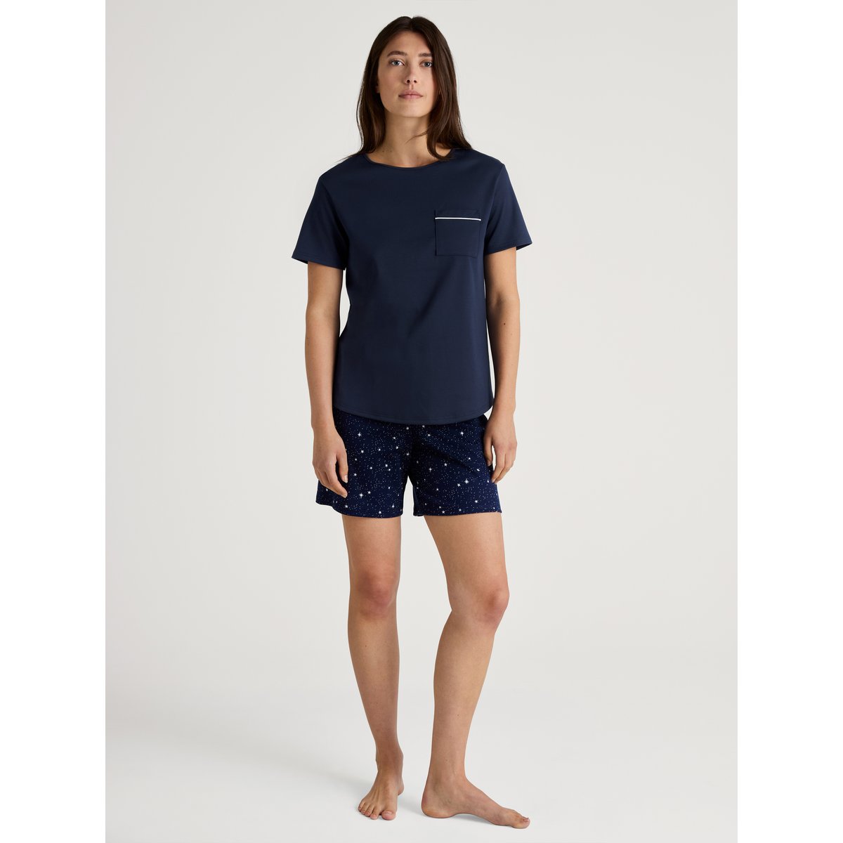 Pyjama court manches courtes Coton SWEET DREAMS bleu paon, CALIDA