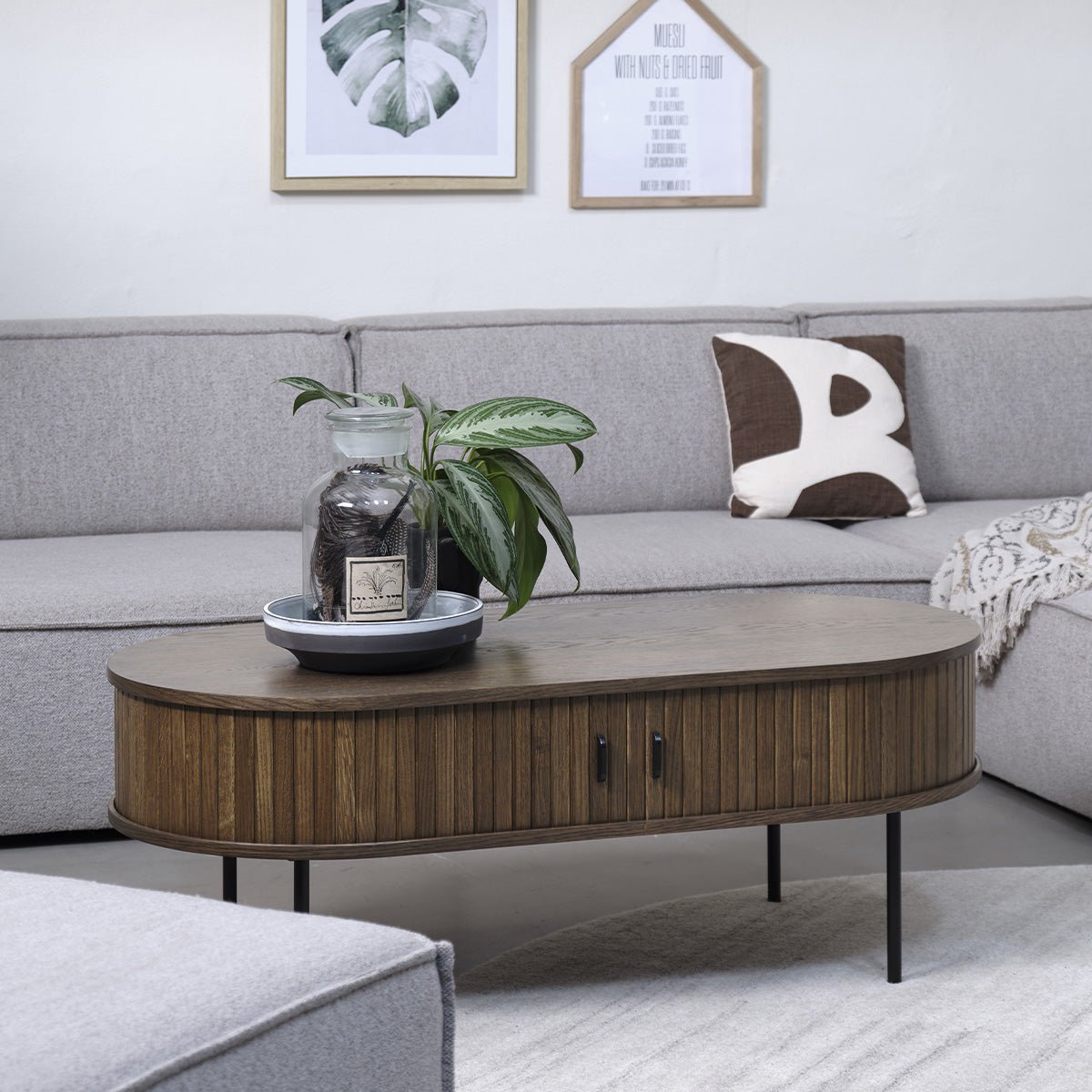 Table basse ovale 120 cm 2 portes - Bois - ALBA naturel, MAISON AUBERTIN