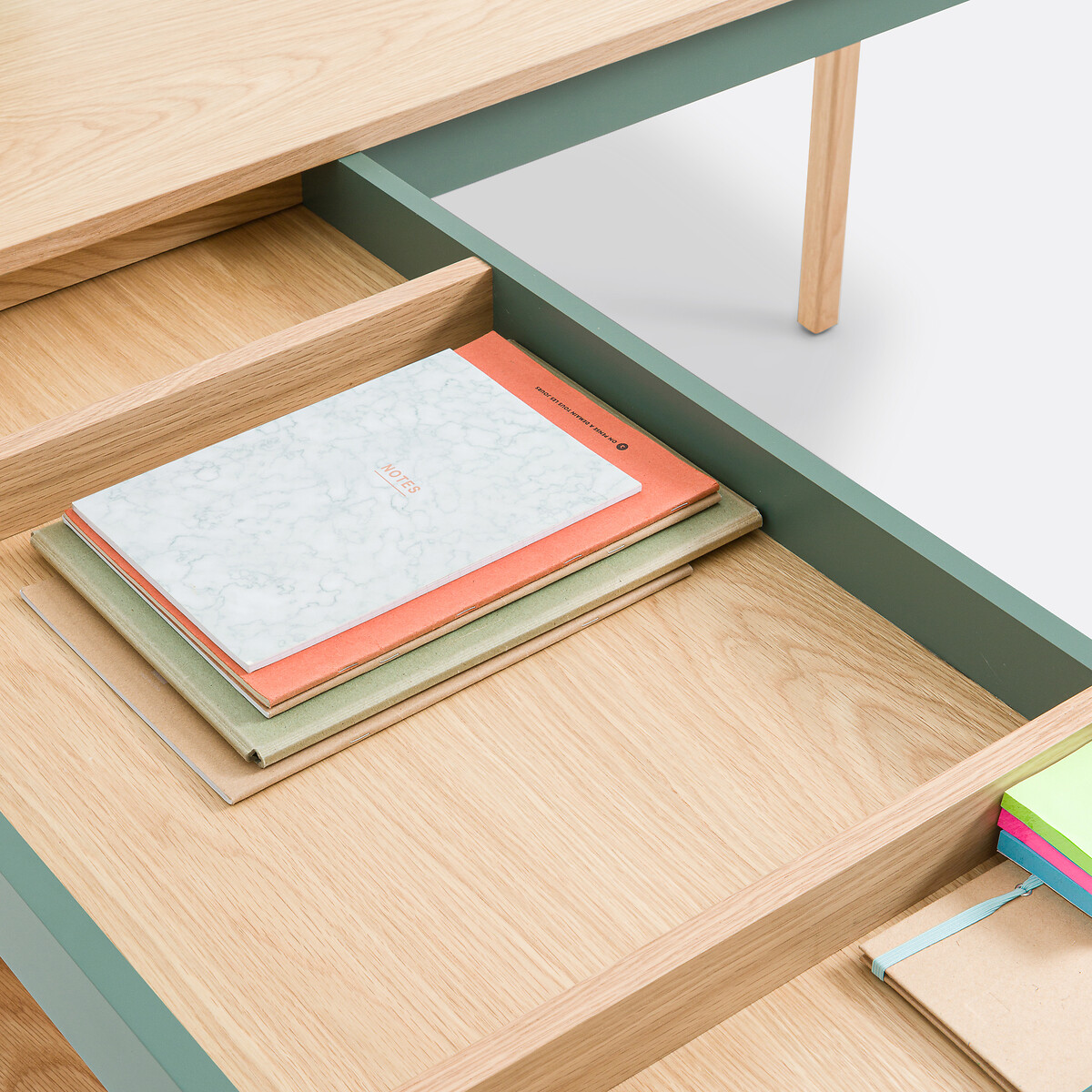 Lina Reversible Corner Desk with Storage green/wood, LA REDOUTE INTERIEURS