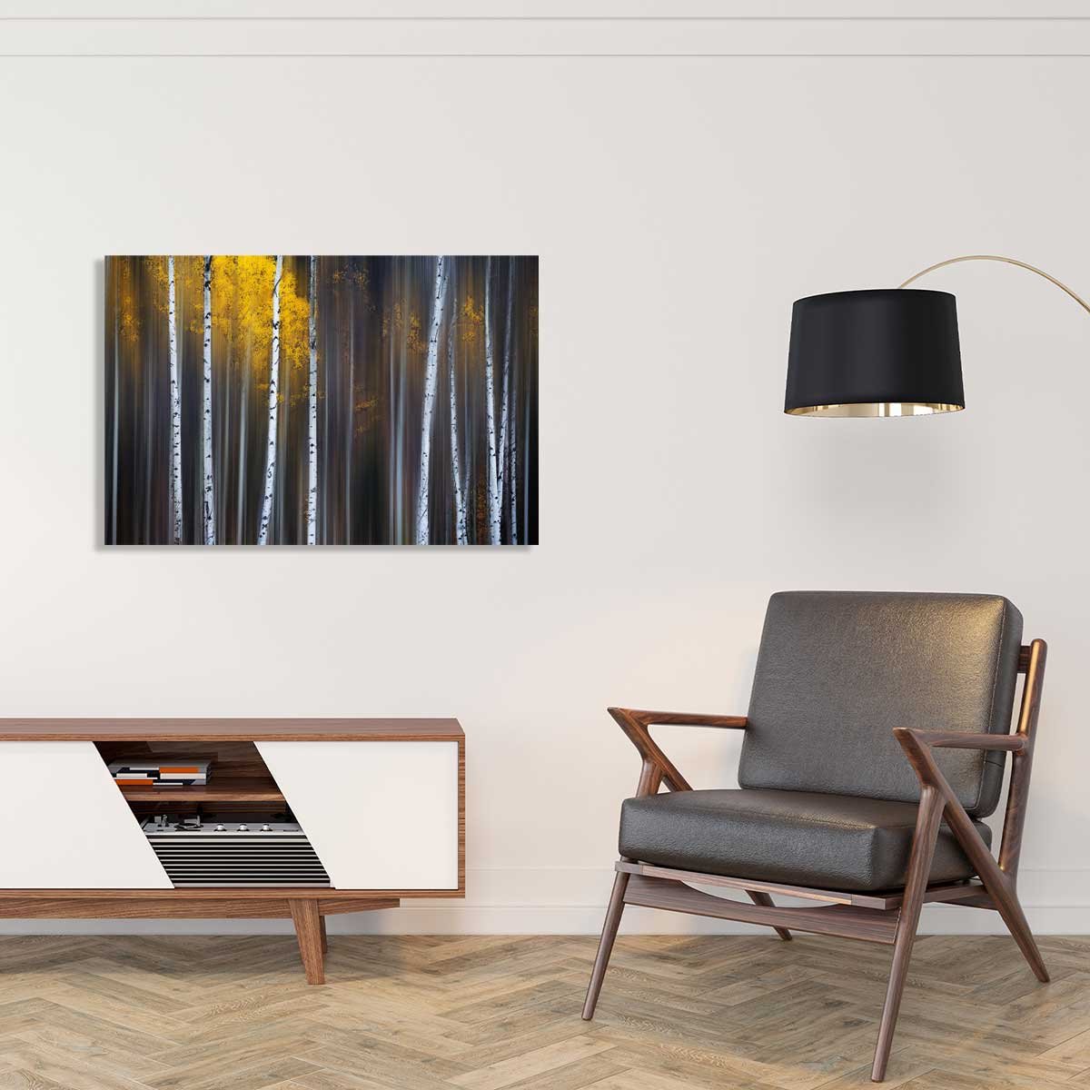 Tableau paysage Rideau d'automne tableau alu dibond, HEXOA