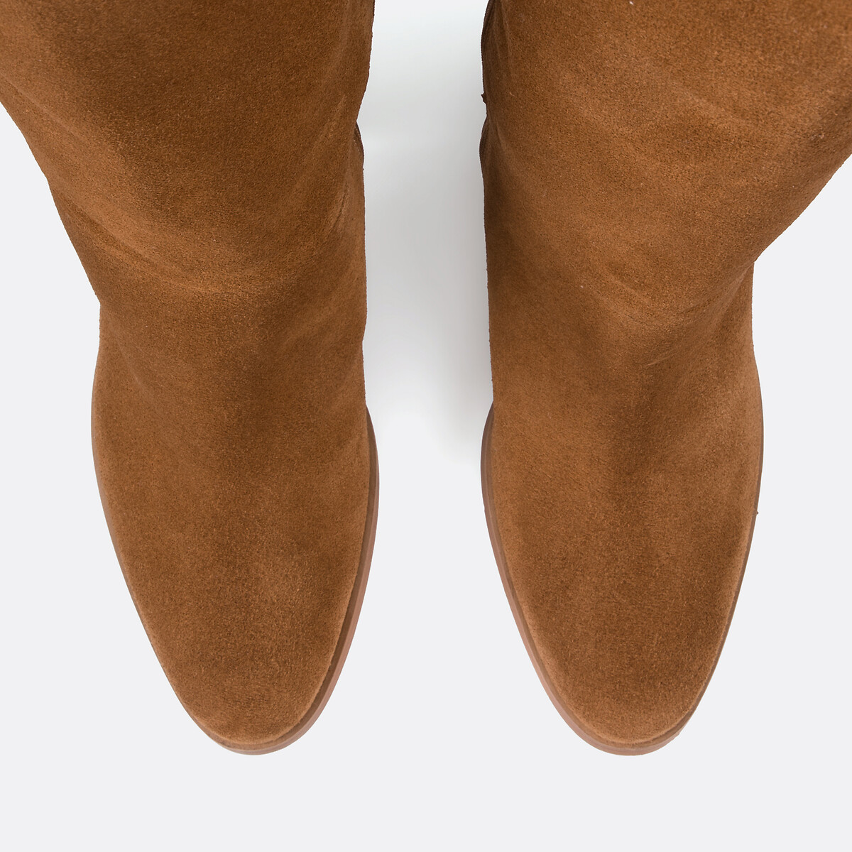 Stivali con tacco in pelle scamosciata, Signature FLORIE cammello, LA REDOUTE COLLECTIONS