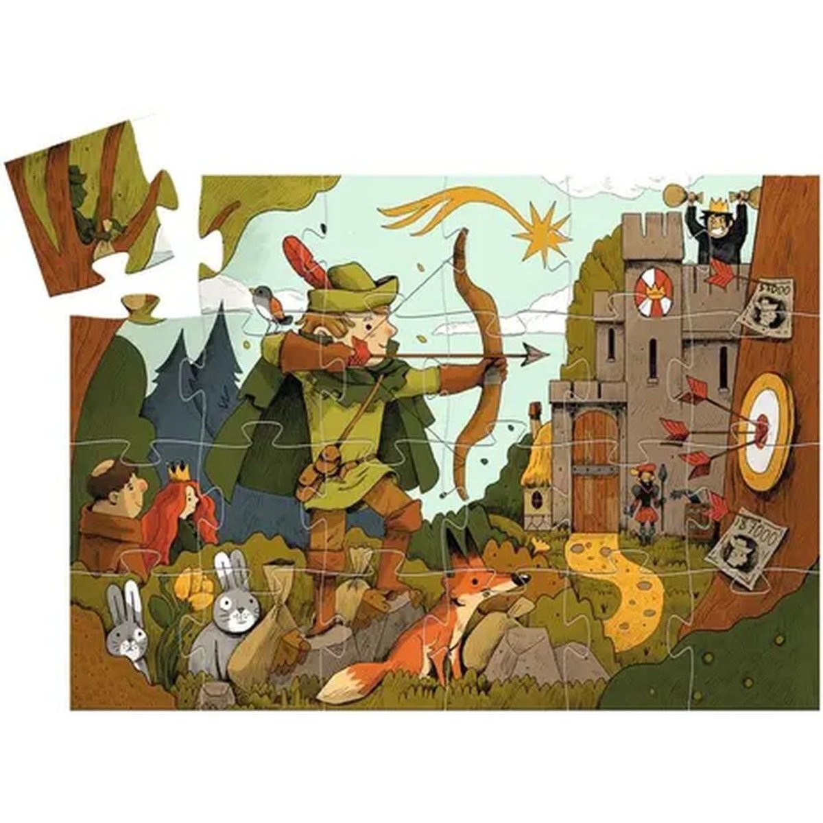 Puzzle silhouette Robin des bois 36 pièces couleur unique, DJECO