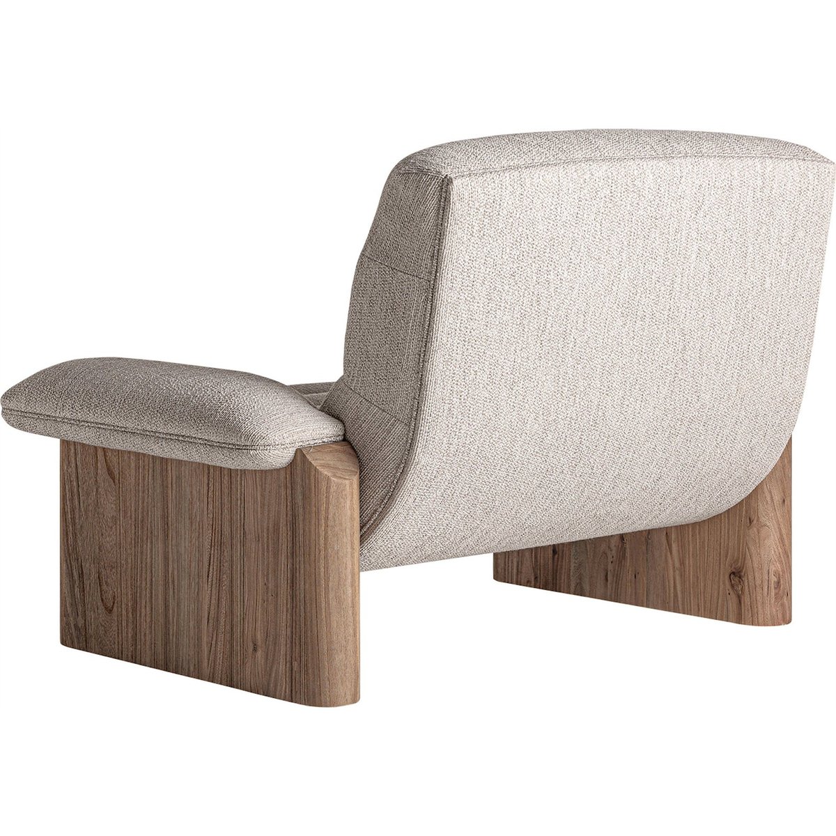 Fauteuil en jacquard, Finition bois vieilli marron vieilli et beige naturel, RECOLLECTION