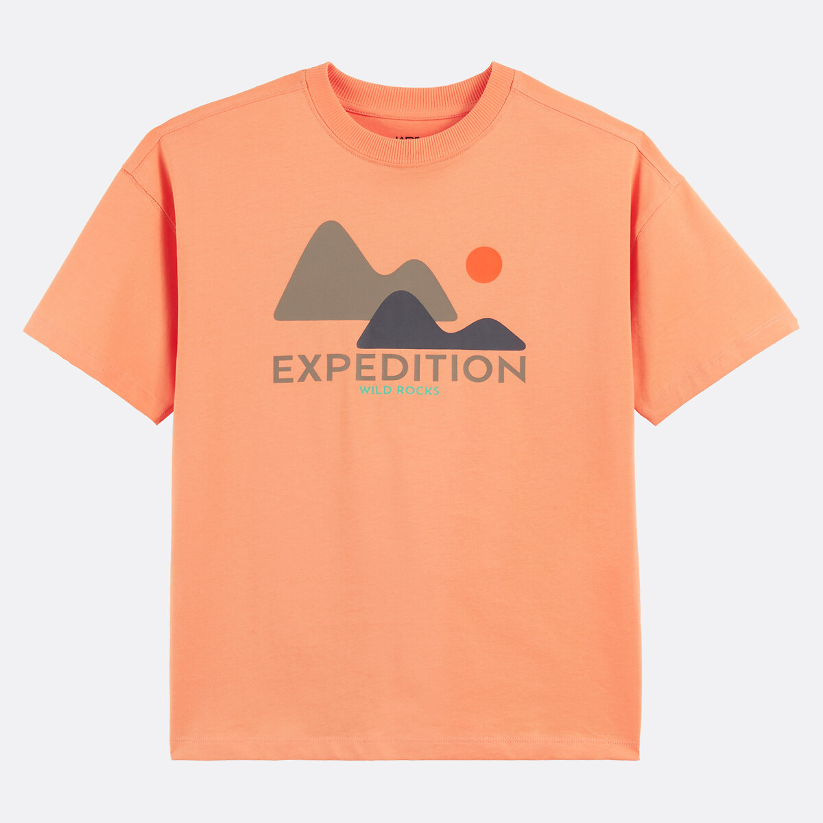 T-shirt oversize, à col rond, manches courtes, imprimé devant orange, LA REDOUTE COLLECTIONS