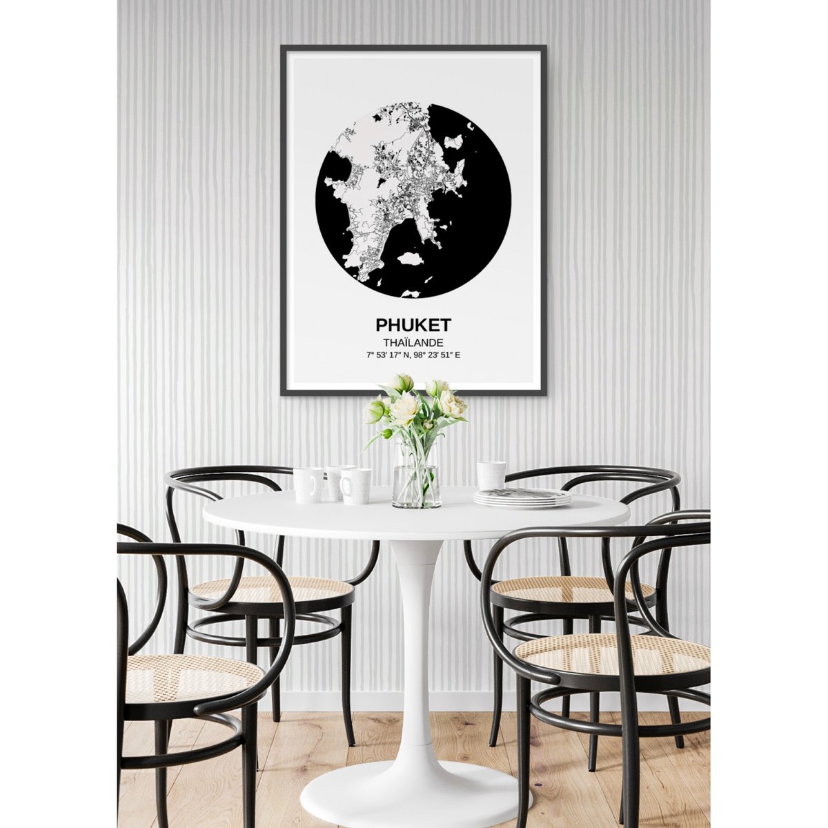Affiche Carte Phuket blanc, L'AFFICHERIE