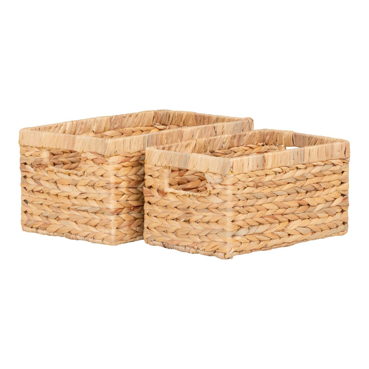 Panier de rangement déco en jacinthe d'eau avec poignées (lot de 2) beige, PIER IMPORT
