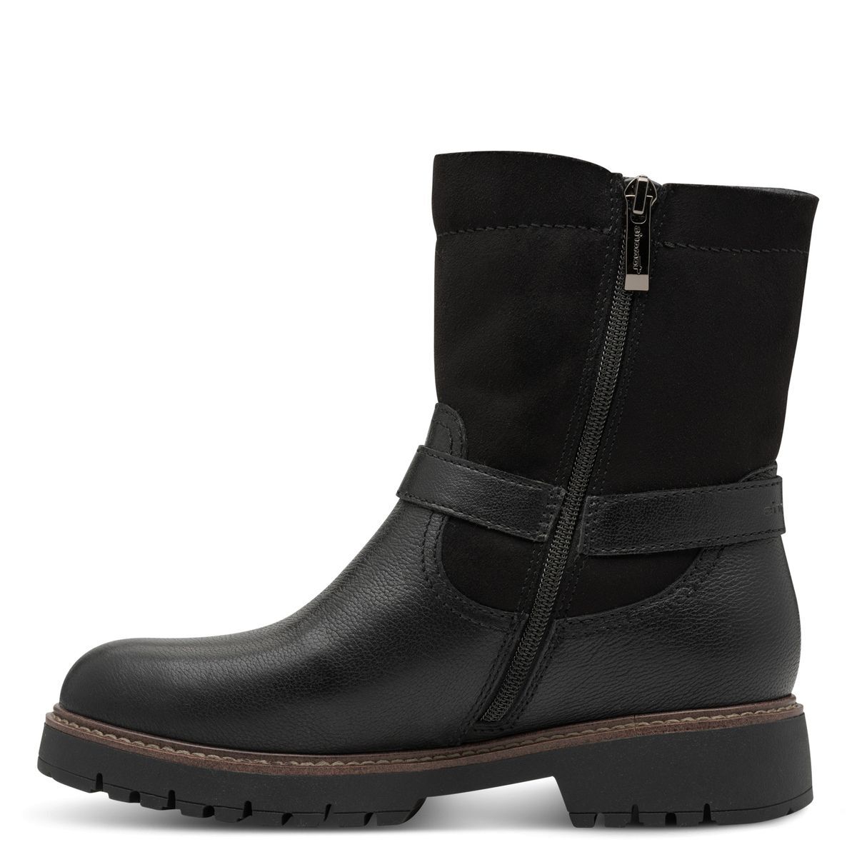 Bottine en cuir noir, TAMARIS