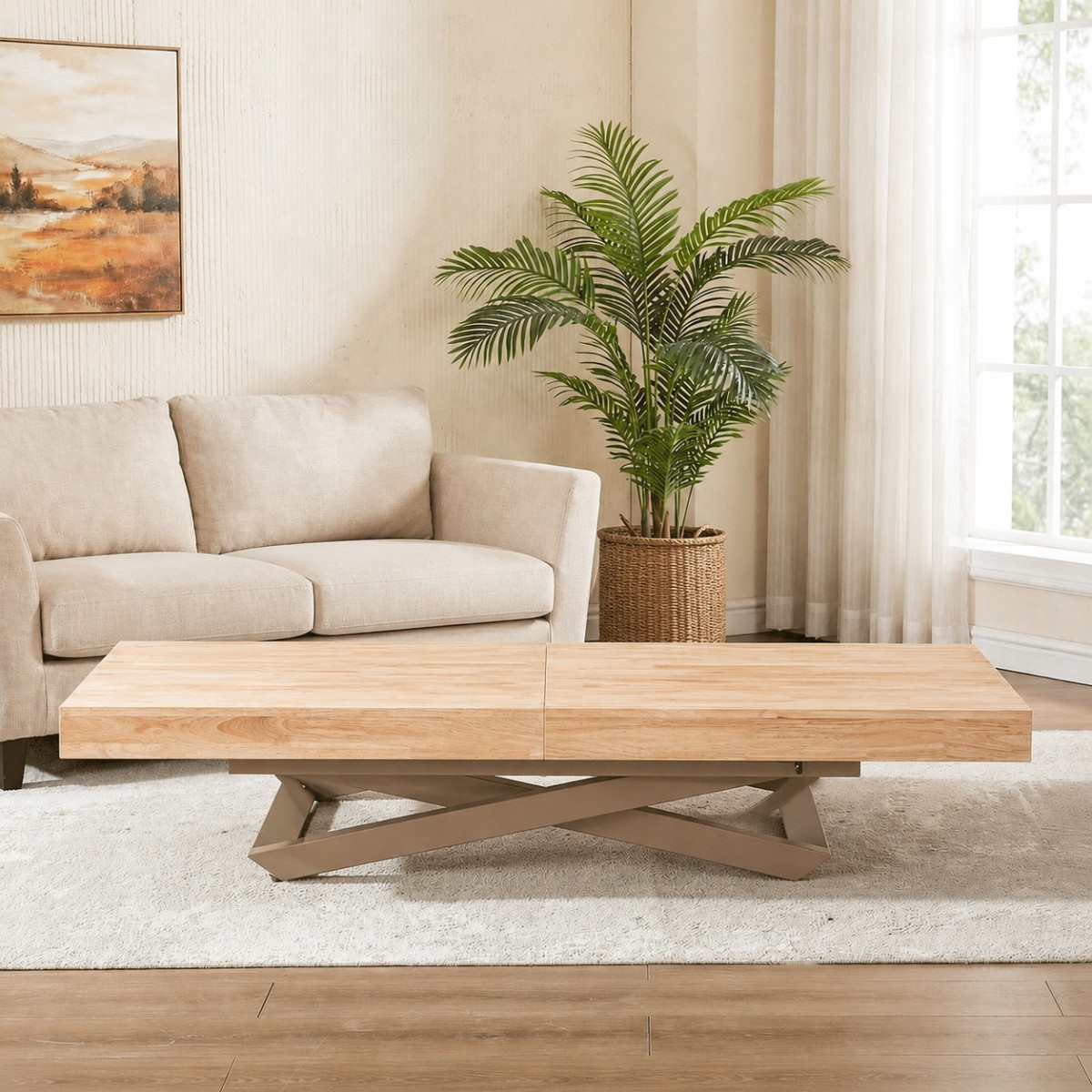 Table basse extensible en bois - ALBA taupe, MATHI DESIGN