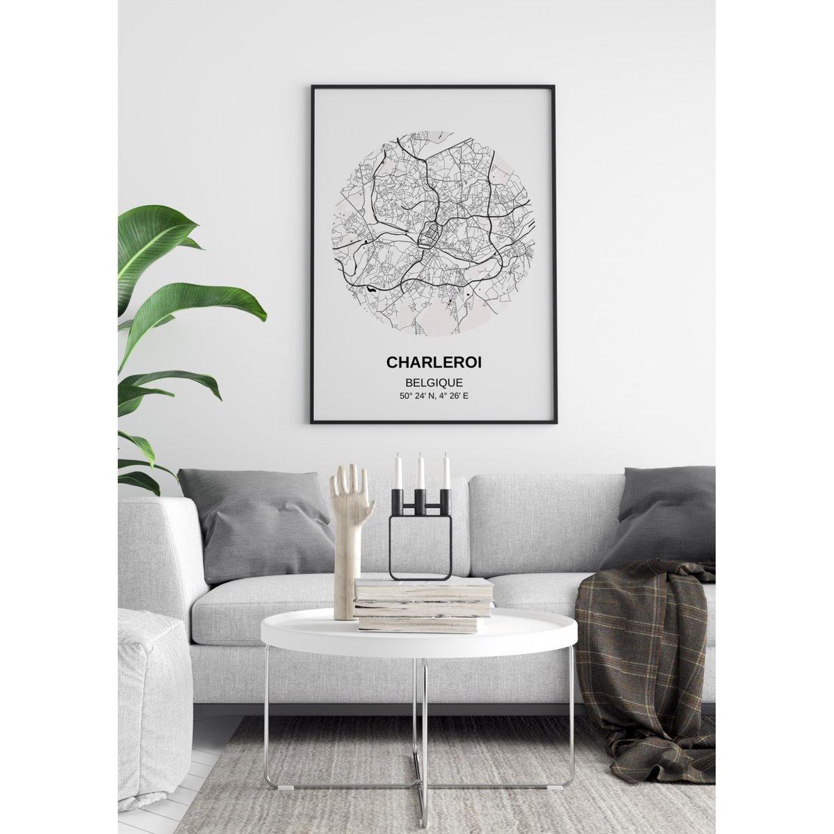 Affiche Carte Charleroi blanc, L'AFFICHERIE