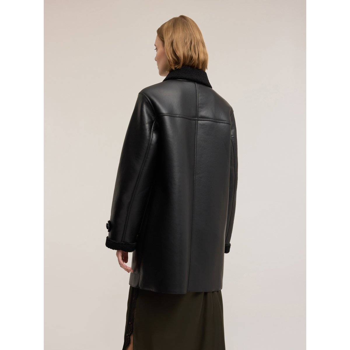 Manteau effet mouton retourné noir, MOTIVI