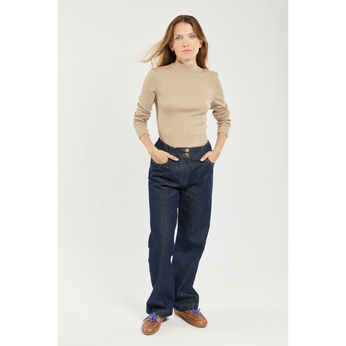 T-shirt col montant - laine et soie skin, ARMOR-LUX