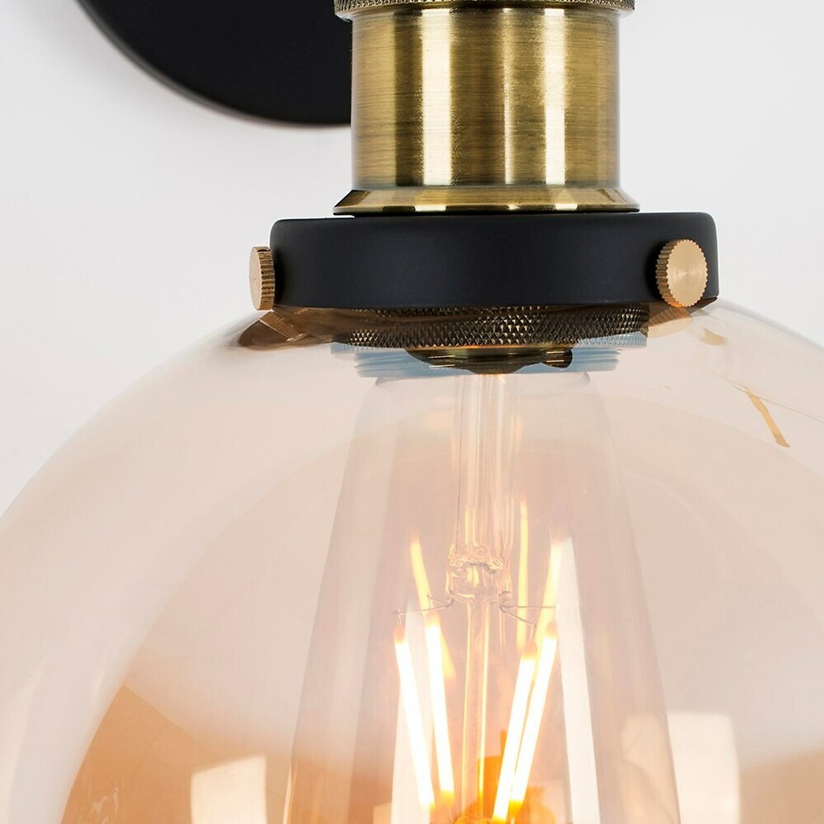 Sherri Industrial Wall Light with Glass Shade amber, SO'HOME