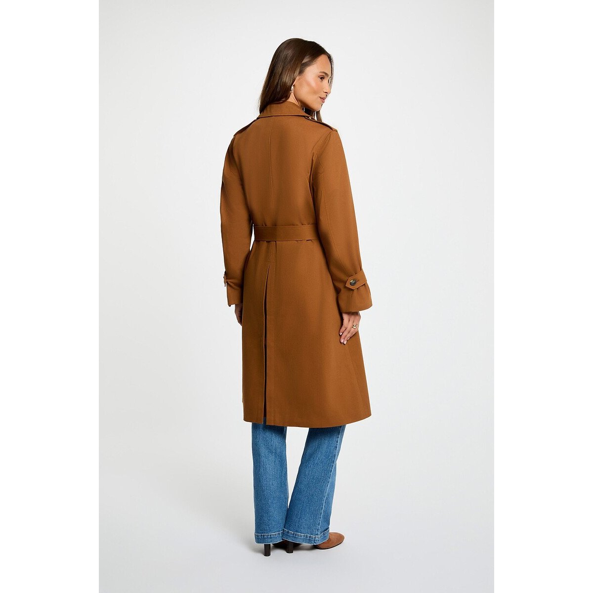 Trench long ceinturé marron, MORGAN