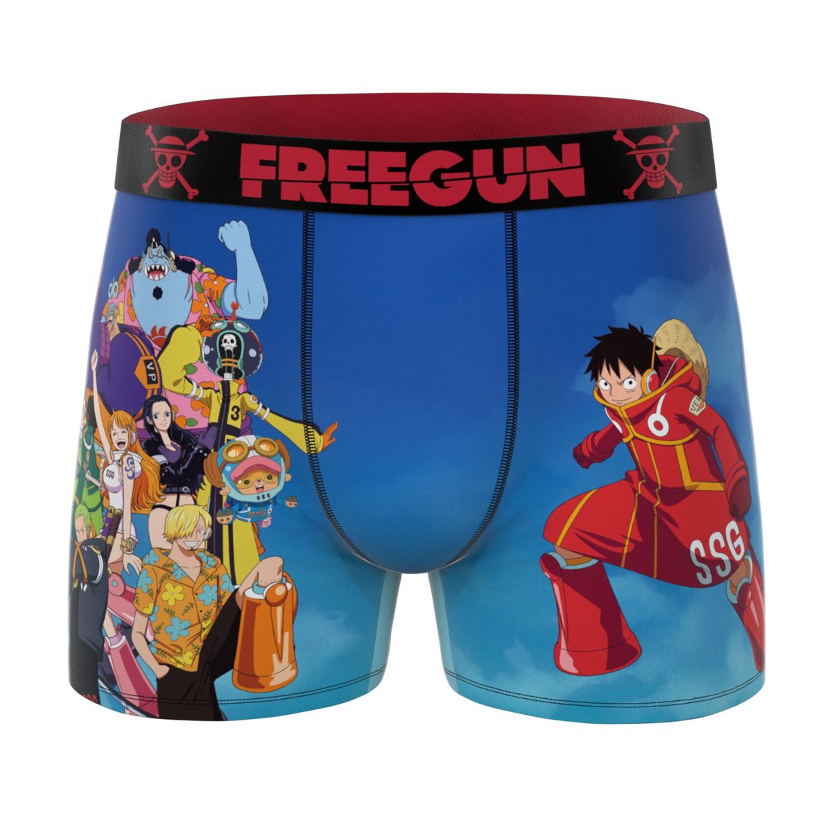 Lot De 5 Boxers One Piece rouge/orange/gris/vert/rose/bleu, FREEGUN
