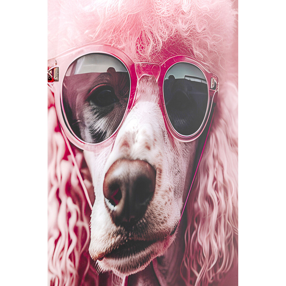 Glass Picture Pink Poodle 50x40cm pink, KARE DESIGN