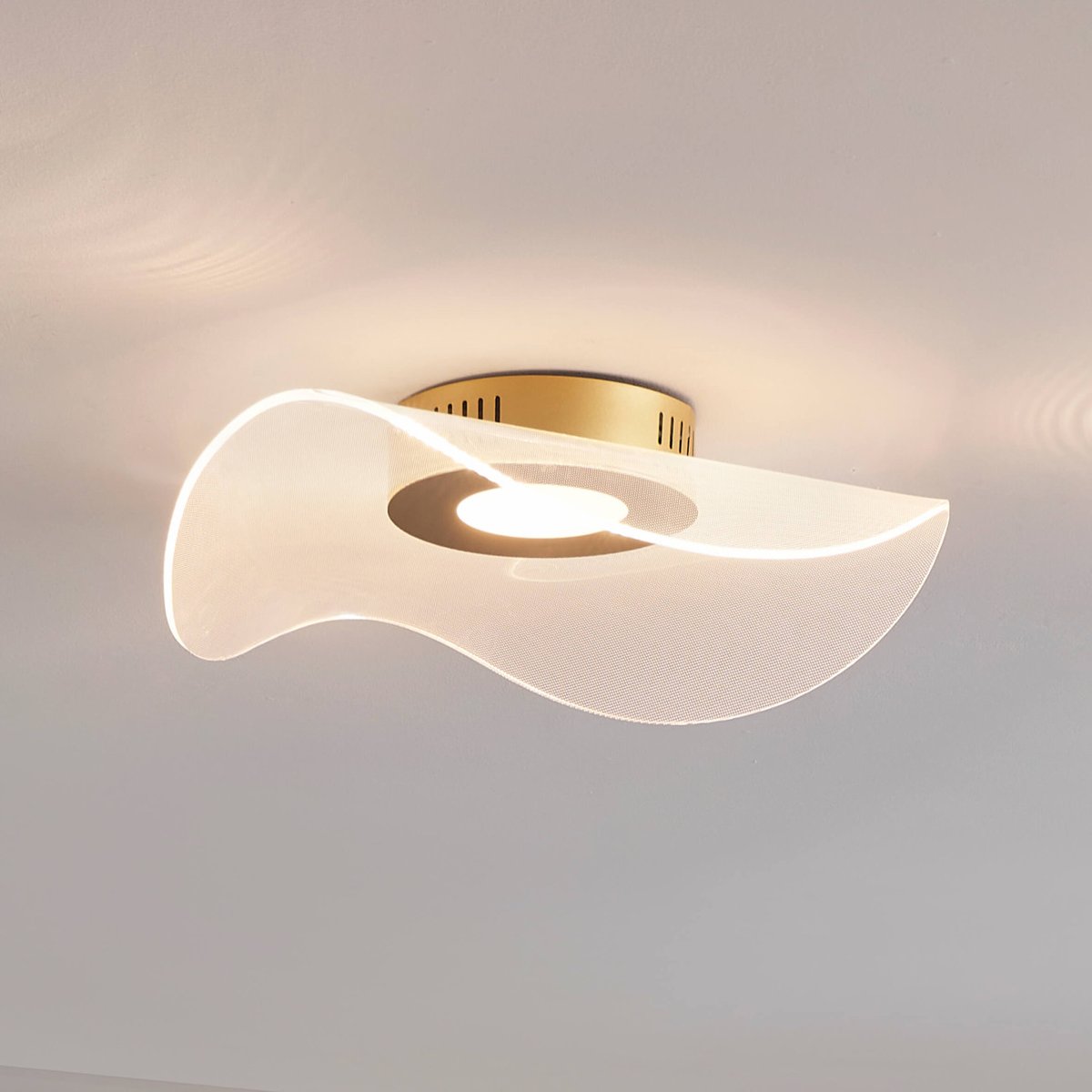 Plafonnier design aérien doré - ONDENIS transparent et doré, KOSILUM