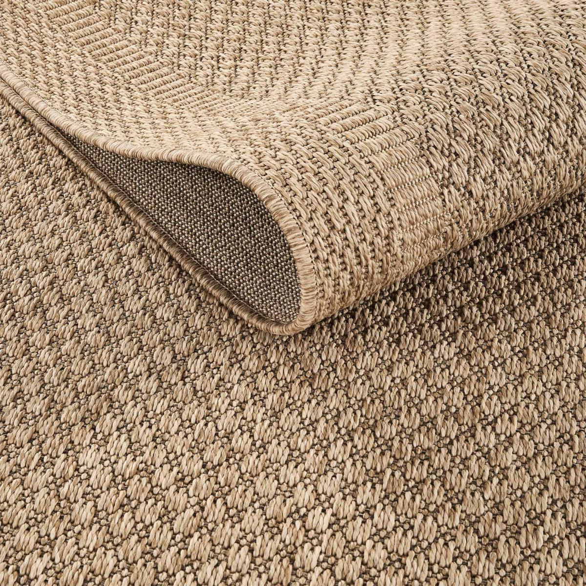 Tapis extérieur, motif faux uni, style kilim, LYN13 REZA 5 beige, marron, UN AMOUR DE TAPIS