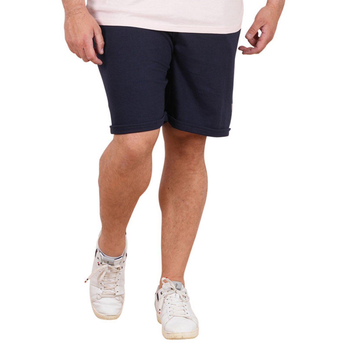 Short jogging en coton biologique mélangé marine uni pourvu d'une coupe droite bleu foncé, RUCKFIELD