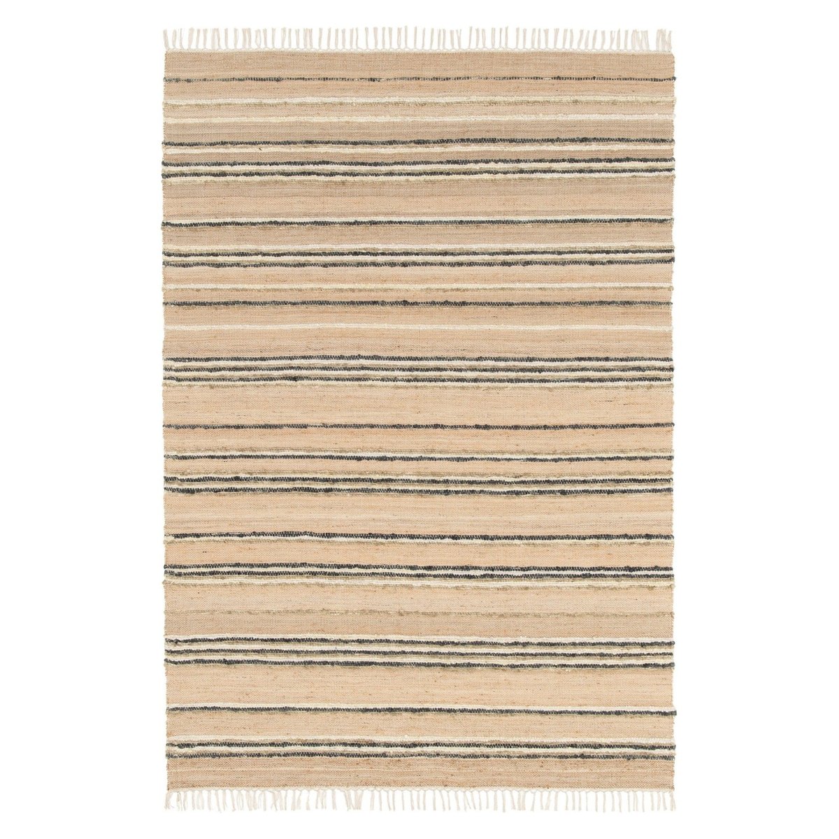 Tapis rayé fait main en laine et jute RAJ beige sable, AFK LIVING