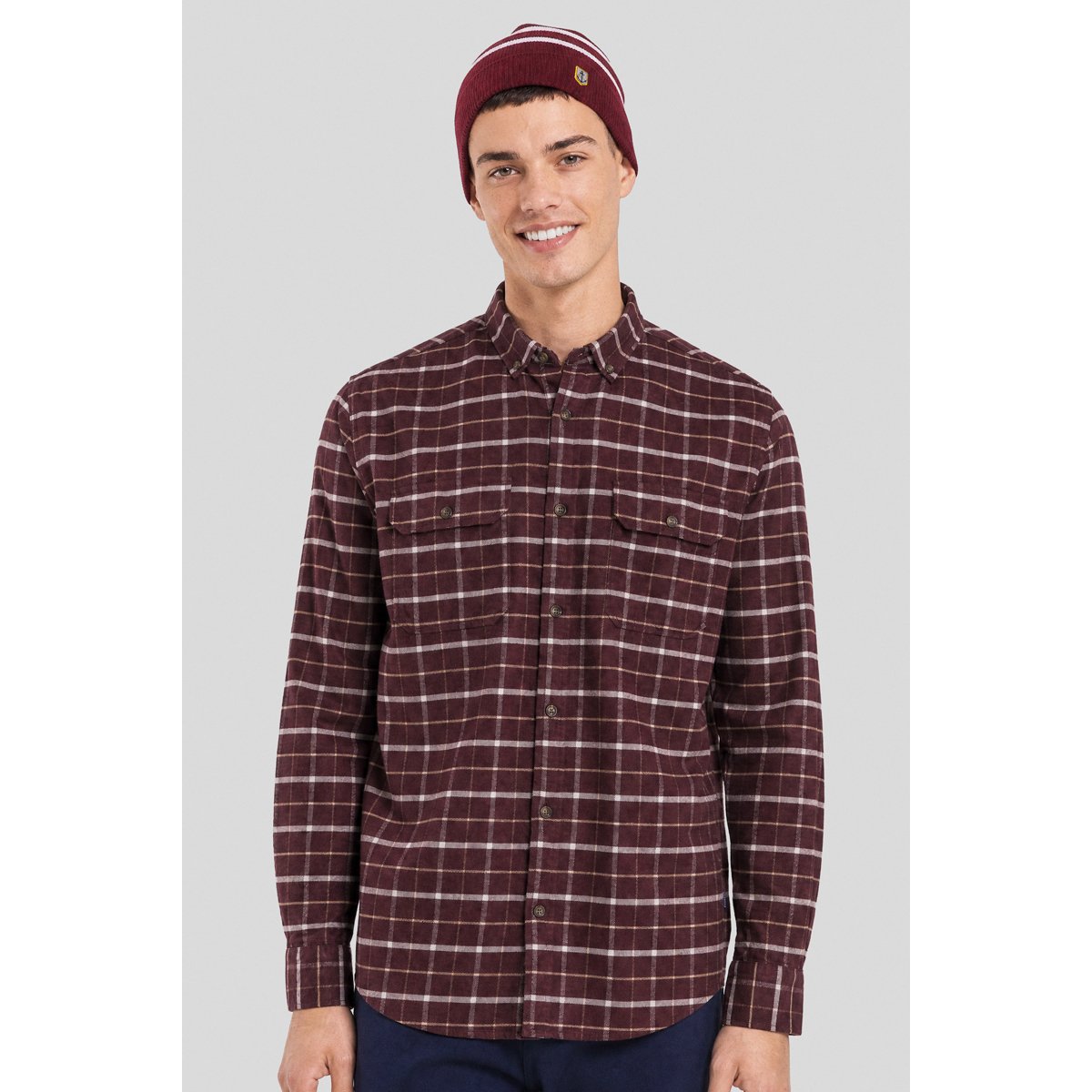 Chemise à carreaux ERTEAM cabernet, BERMUDES