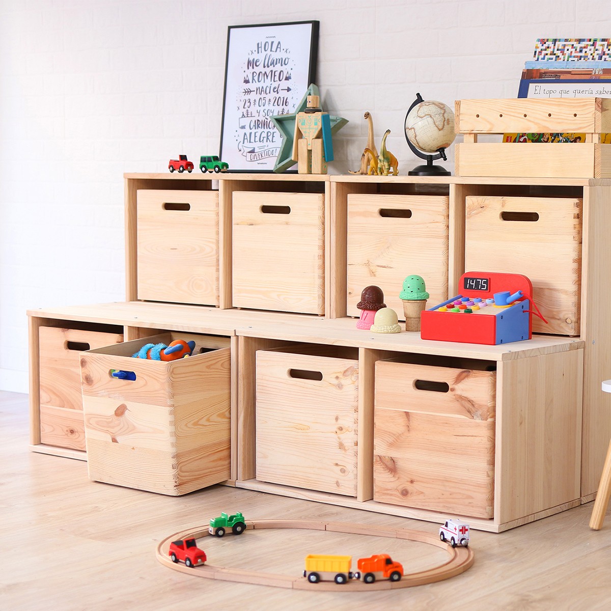 Cube en pin massif - L30 x H30 cm bois clair, CALICOSY