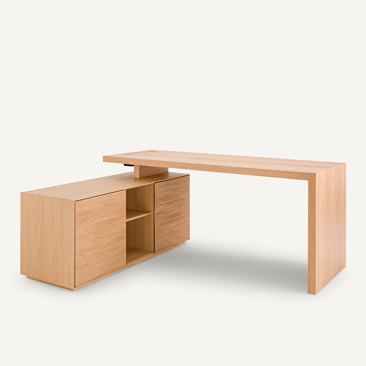 Caisson bureau 2 portes, chêne et plaqué, Mikube chêne naturel, AM.PM