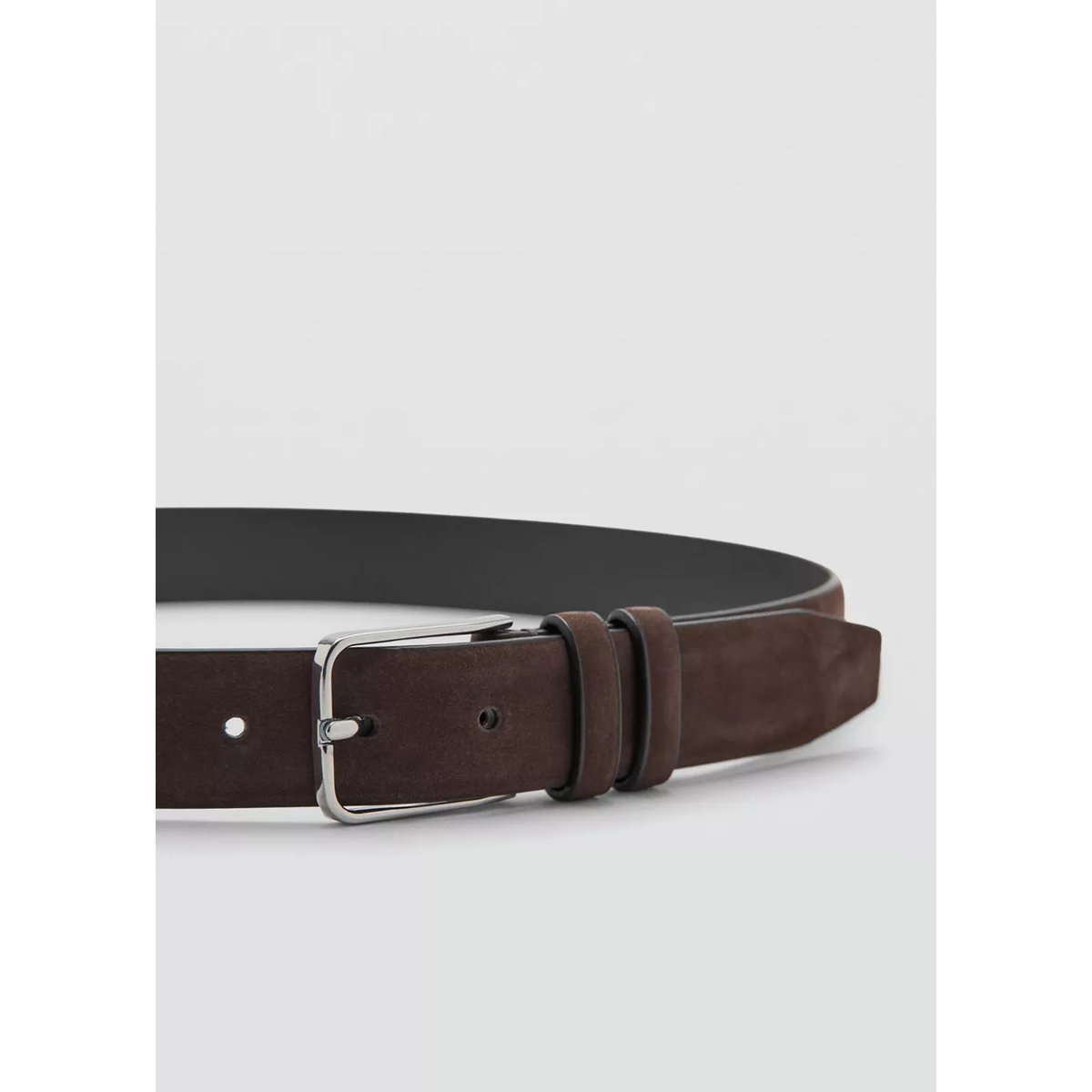 Ceinture cuir nappa chocolat, MANGO MAN