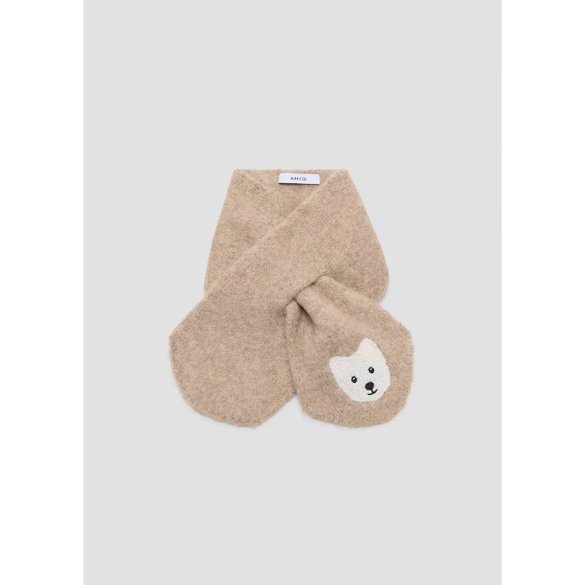 Écharpe en maille motif petit chien sable, MANGO BABY