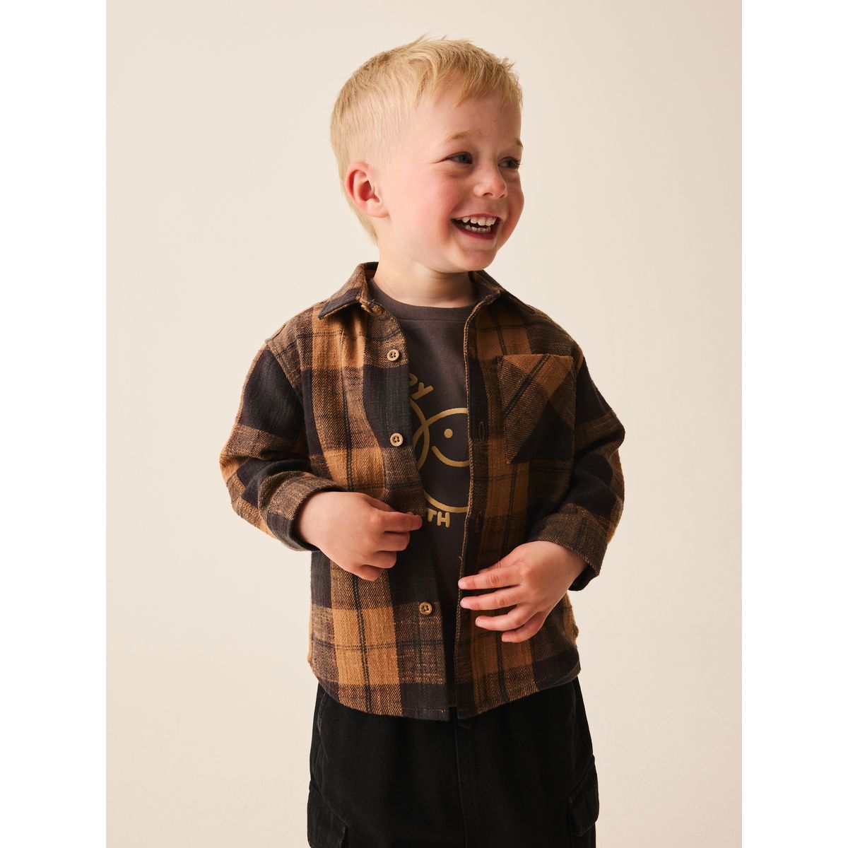Ensemble chemise et t-shirt, 2 pièces marron à carreaux, NEXT
