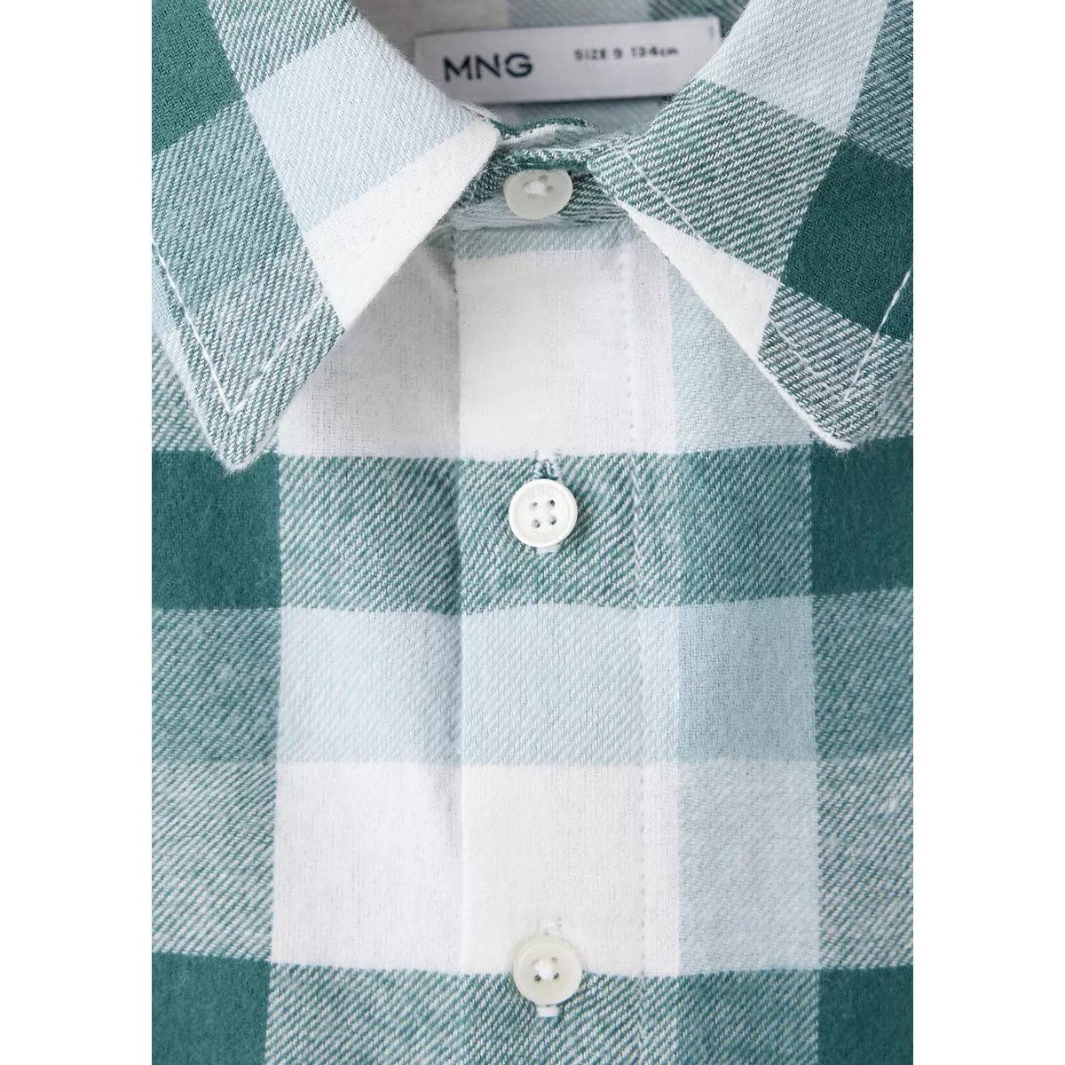 Chemise en coton imprimé à carreaux bleu, MANGO KIDS