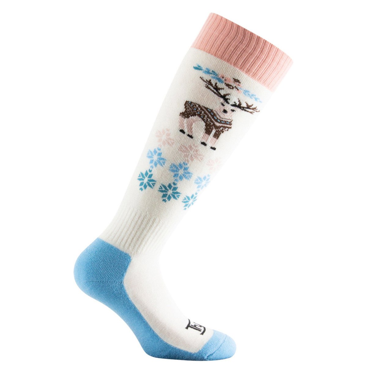 Lot de 2 paires de mi-bas ski Laponika Femme rose bleu, THYO