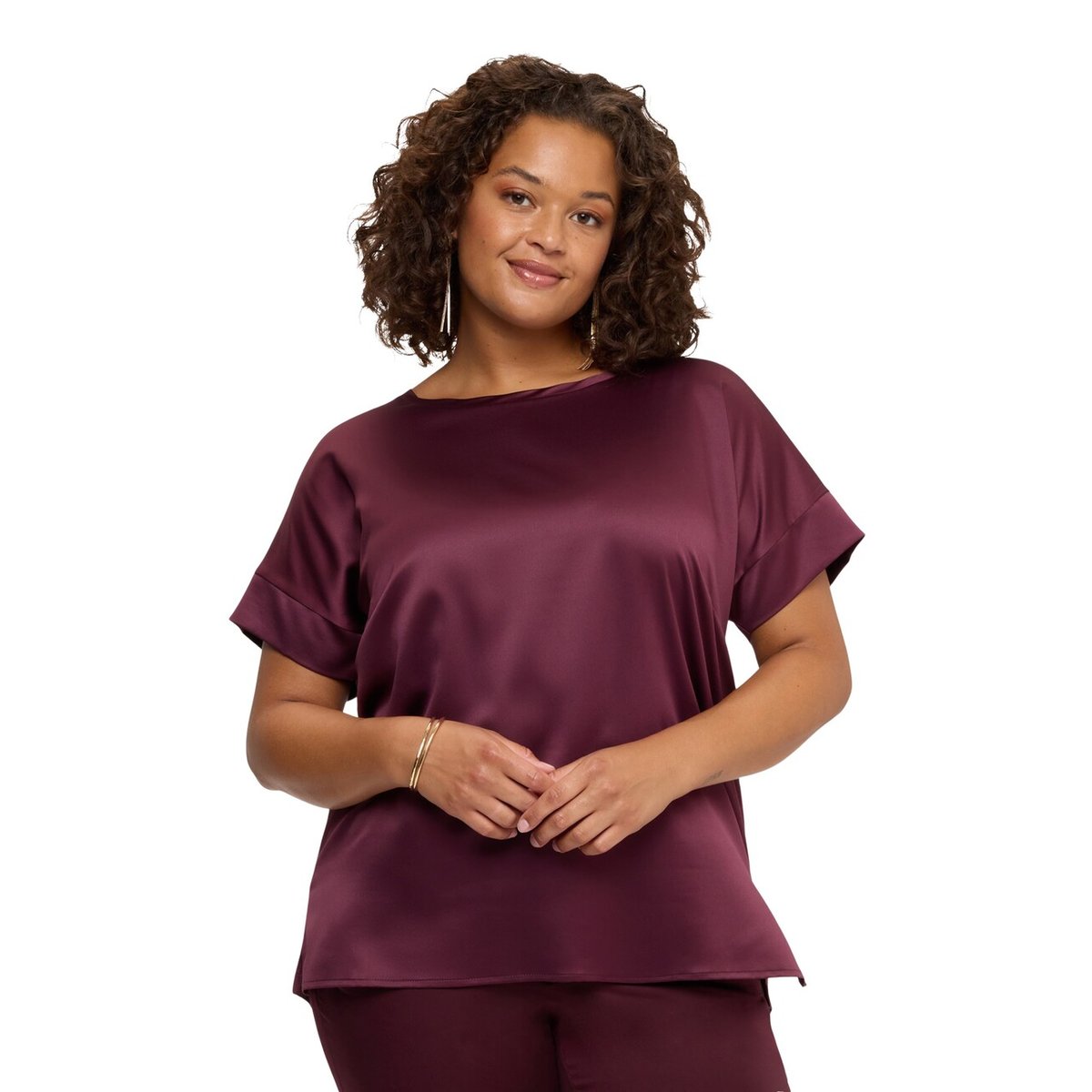 T-shirt bimatière marron, FIORELLA RUBINO