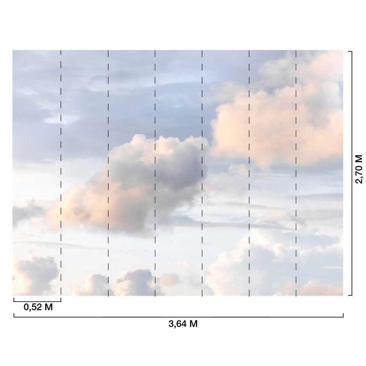 Papier peint nuages roses intissé, HEXOA