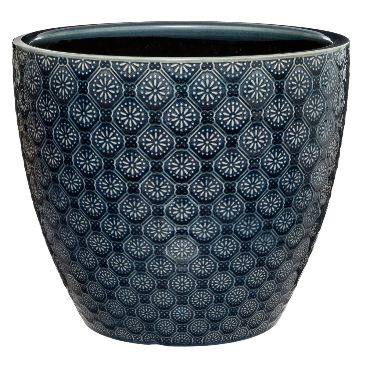 Set de 3 pots FLEURS bleu navy, ATMOSPHERA