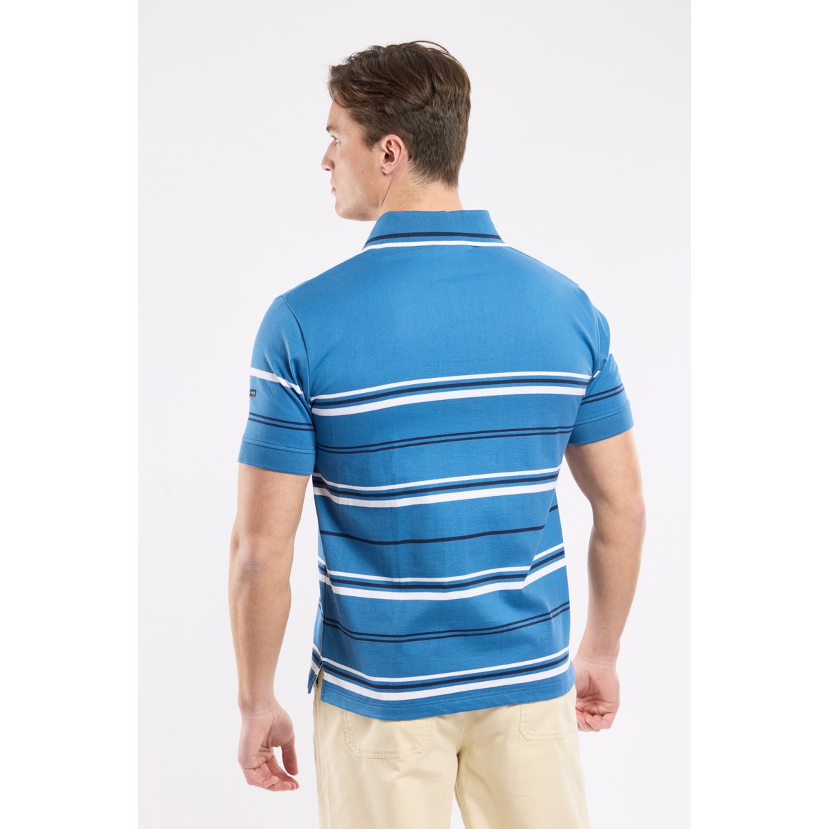 Polo rayé en coton léger dark blue/marine deep/blan, ARMOR-LUX