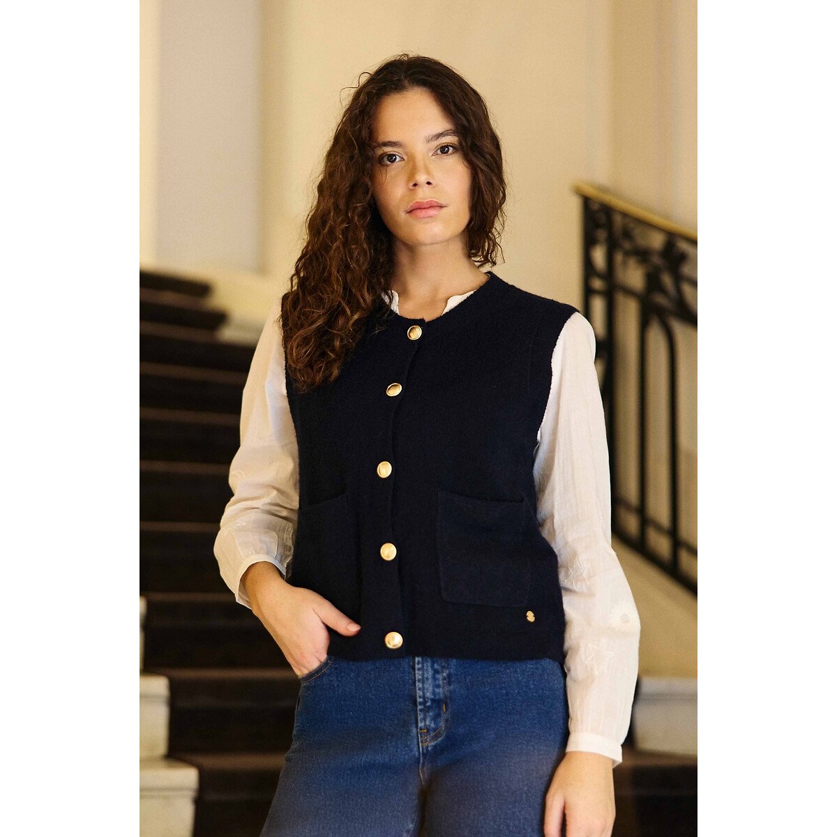 Gilet sans manches col rond, MORI marine, LA PETITE ETOILE