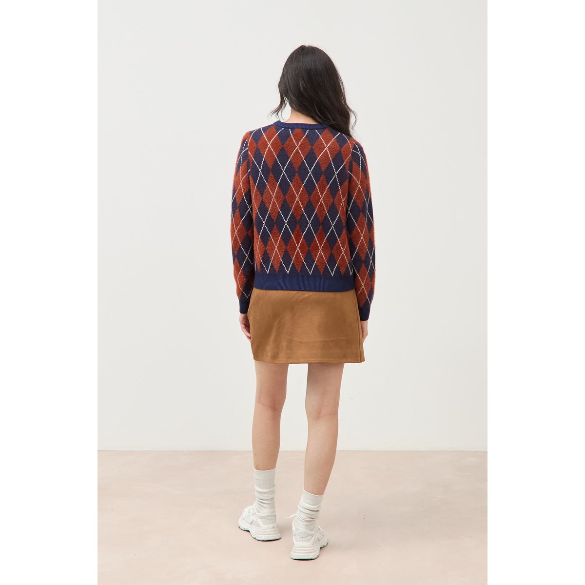 Pull droit manches longues col rond orange citrouille, BONOBO