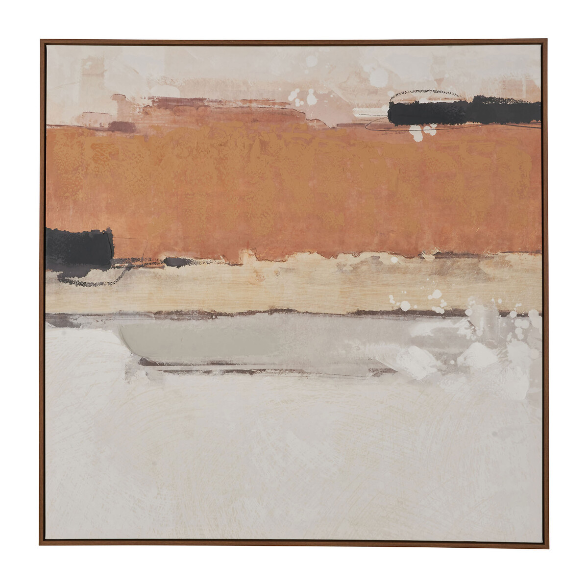 100x100cm White and Terracotta Abstract Square Canvas with Oak Effect Frame terracotta, SO'HOME