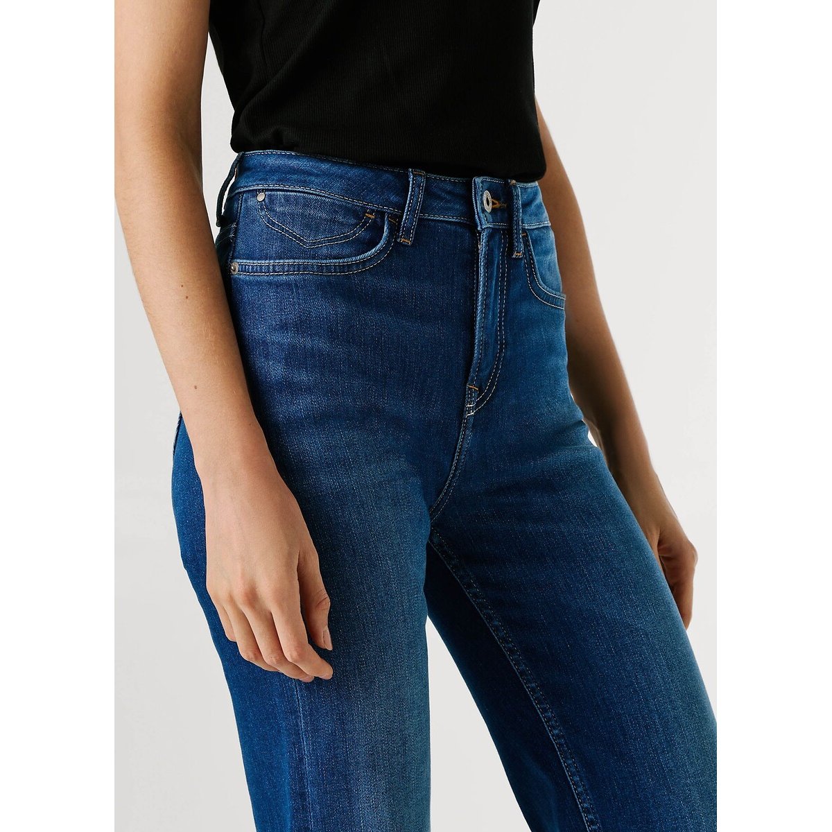 Jean flare taille haute WILLA used pepe blue powerflex, PEPE JEANS
