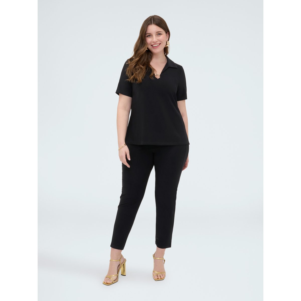 T-shirt avec détail sur l'encolure noir, FIORELLA RUBINO