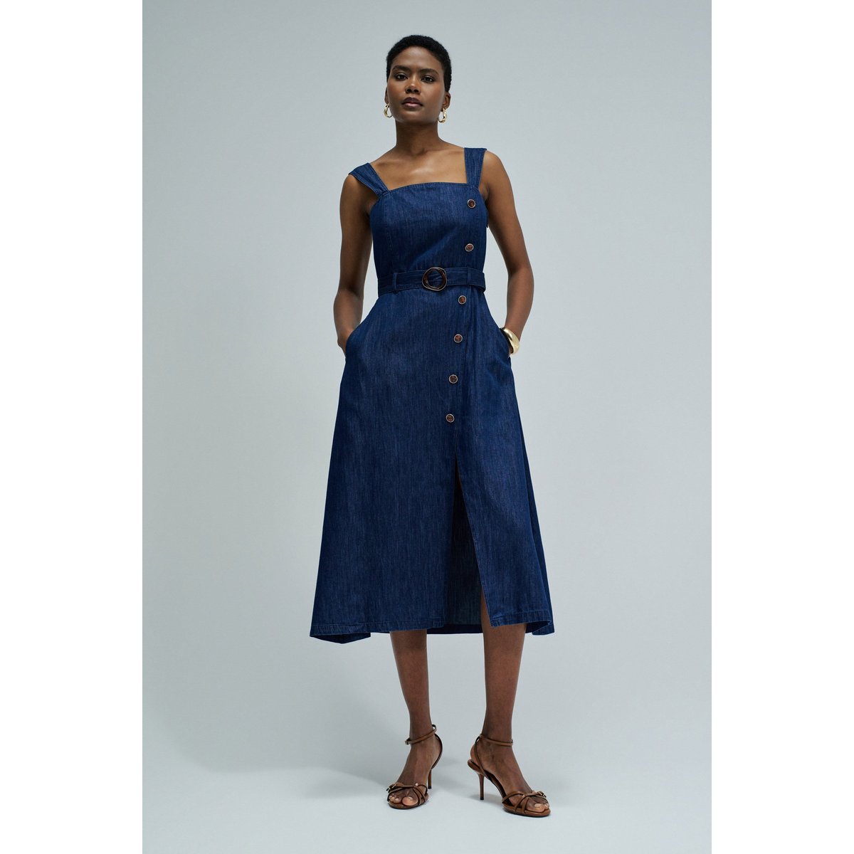 ROBE MIDI EN LIGHTDENIM bleu foncé, SALSA JEANS
