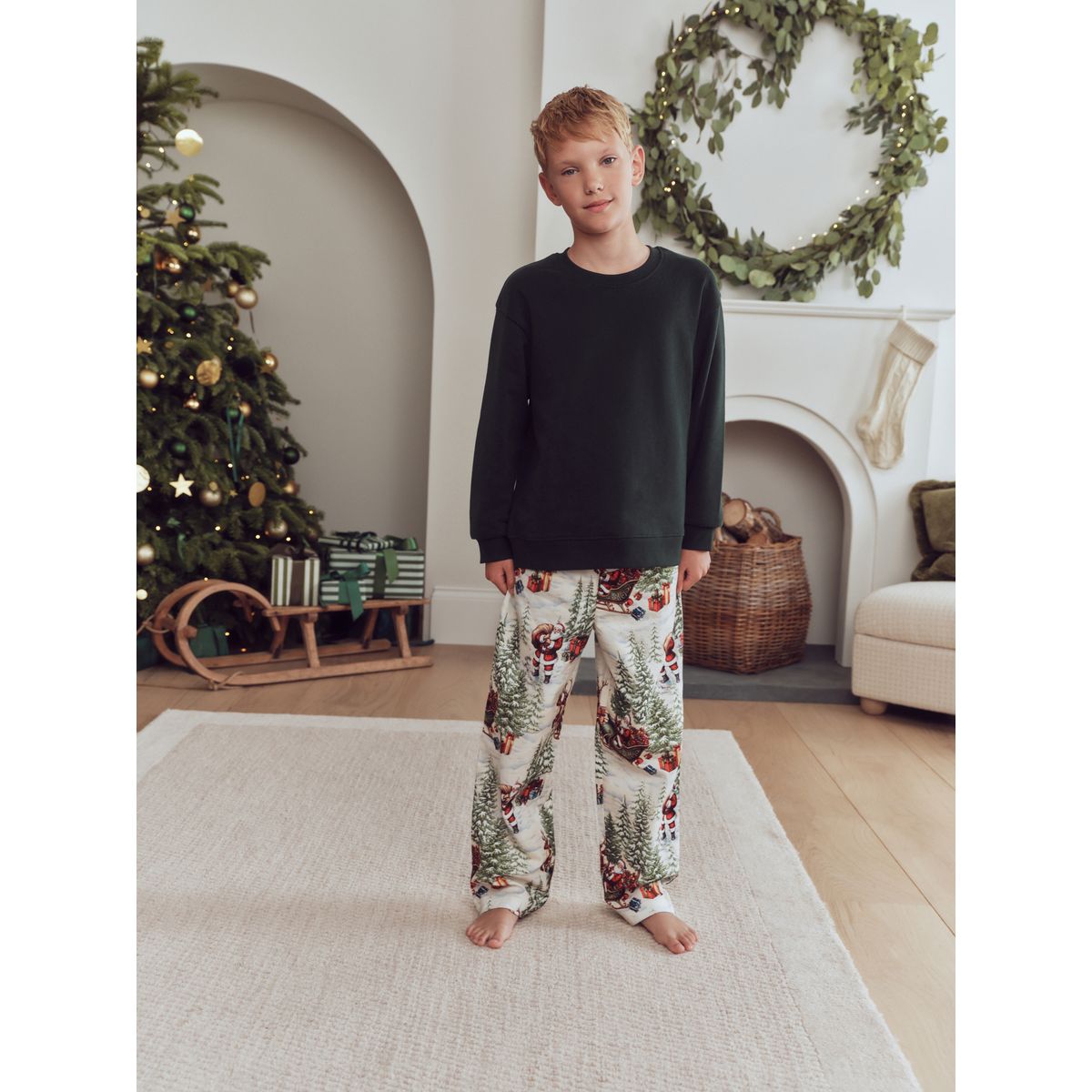 Pyjama de noël famille vert/écru, NEXT
