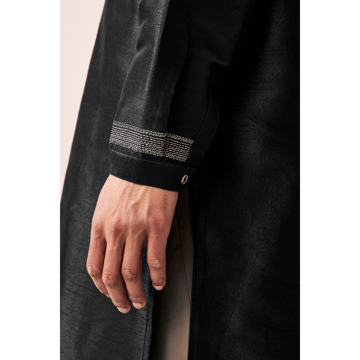Chemise style kurta longue noir, NEXT