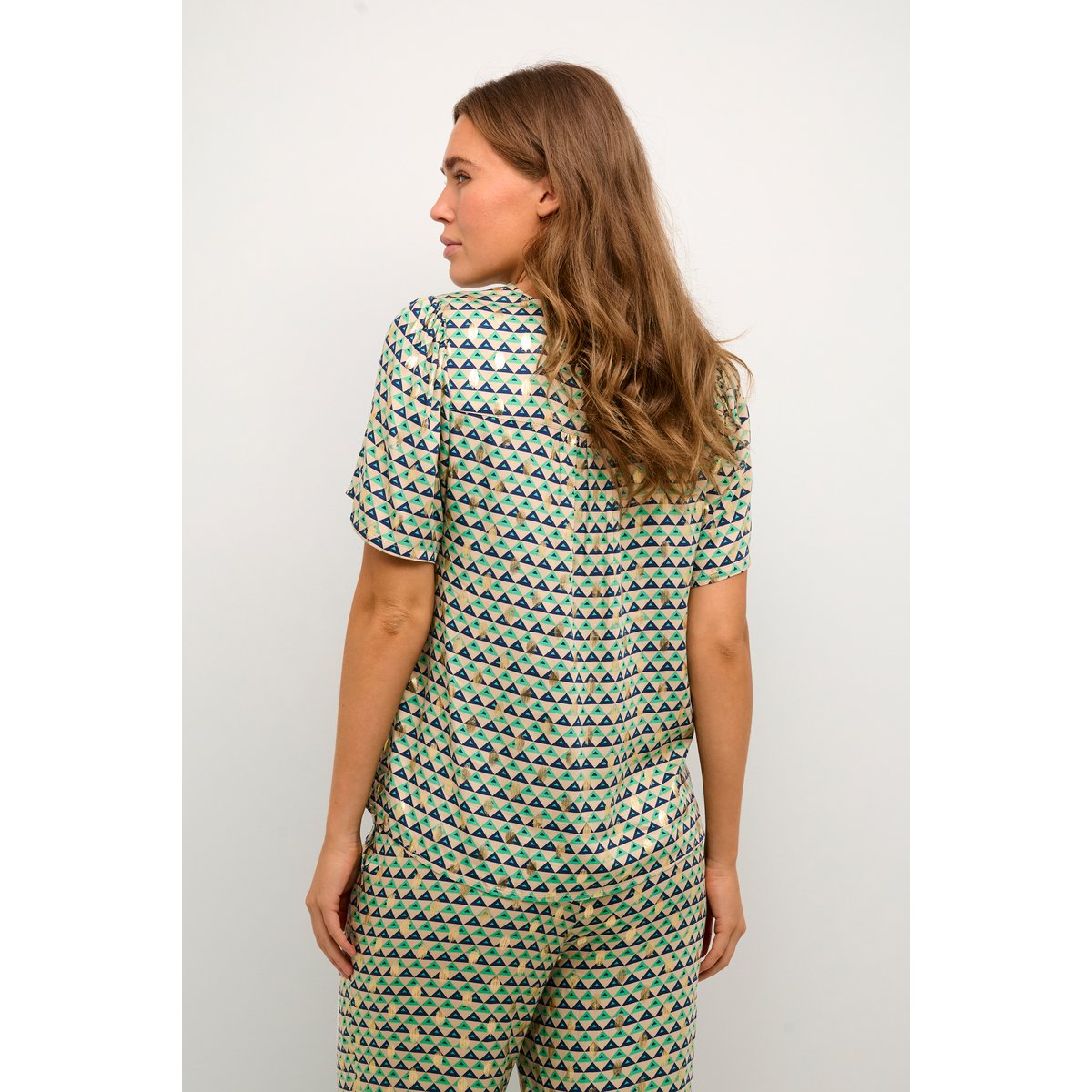Blouse with long sleeve vert graphique sesame, CULTURE